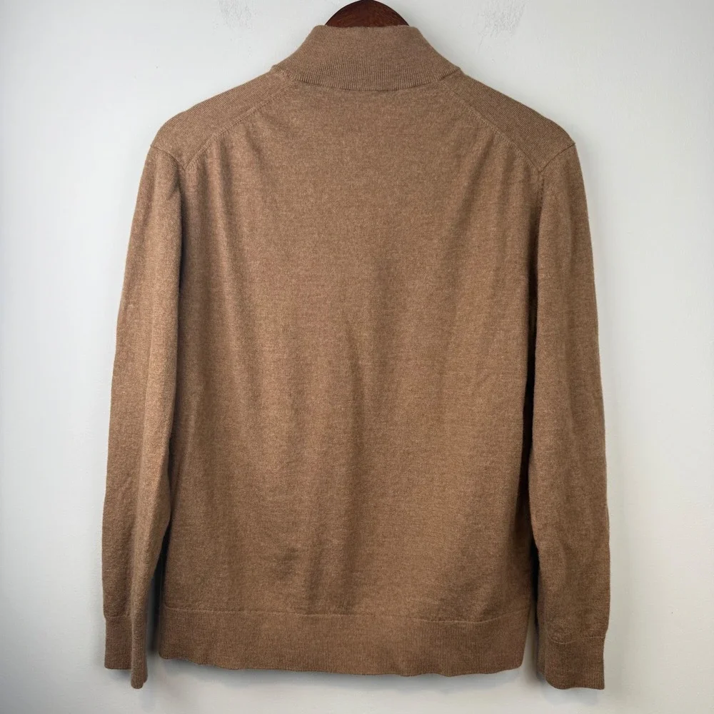 UNTUCKit Men Merino Wool Quarter Zip Sweater Large Earthy Academia Casual Luxury